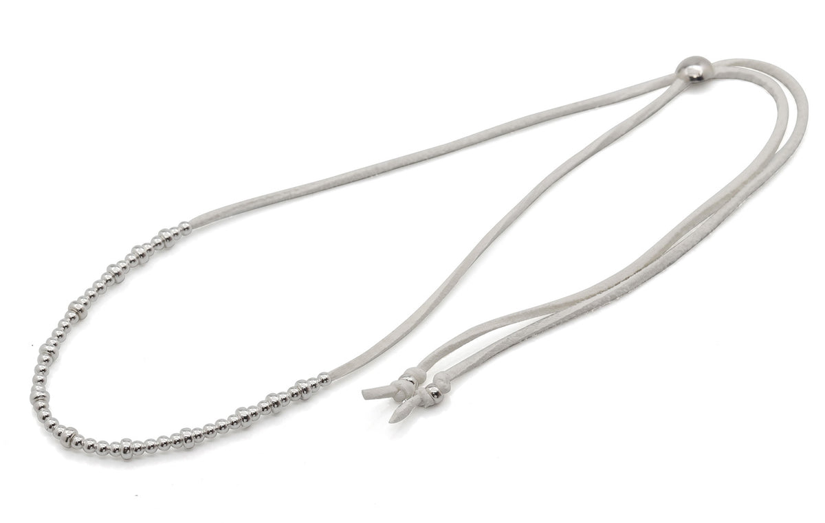 HALF BEADS DEERSKIN NECKLACE