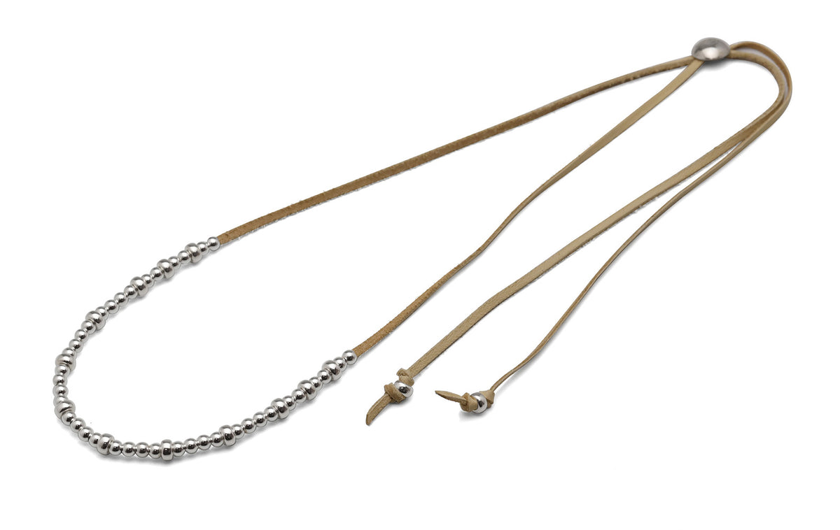 HALF BEADS DEERSKIN NECKLACE